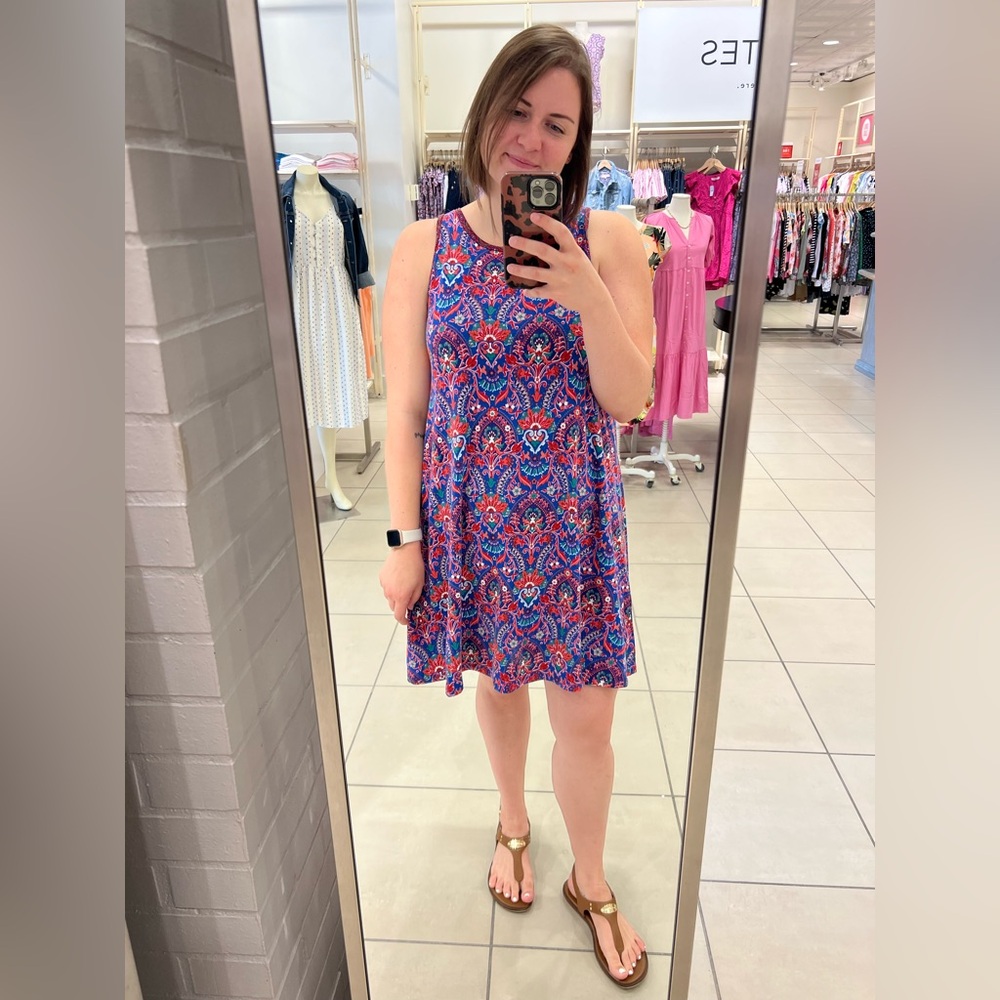 LOFT Vibrant Blue and Red Mini Dress